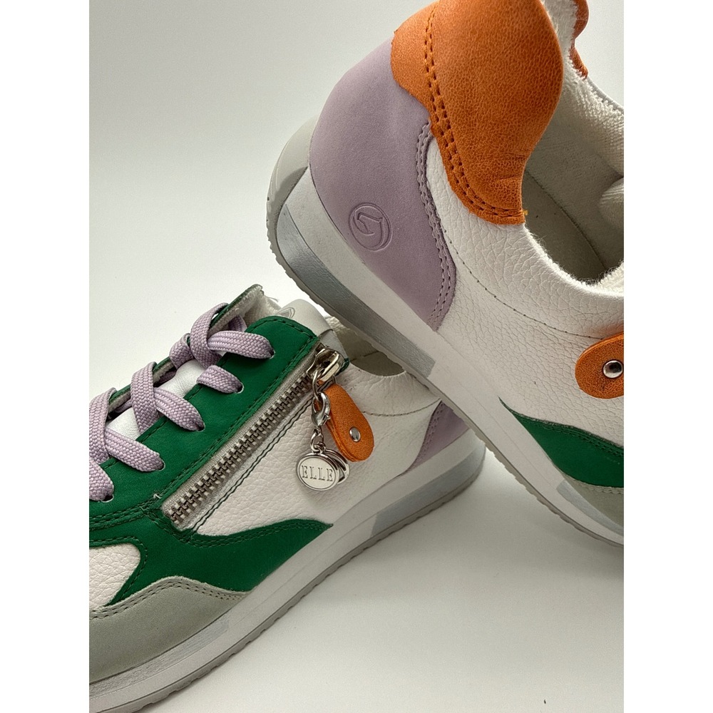 Remonte Lite n Soft Sneakers Size 38 Multi Color Leather Side Zip shoe NEW retro